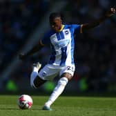  Moises Caicedo of Brighton lines up a shot during the Premier League match (Photo by Charlie Crowhurst/Getty Images)