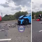 A Lamborghini and Royal Mail van were involved in a crash in Beckton on July 11. Credit: @IG1IG3.