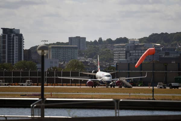 A British Airways at London City Airport. Credit: Daniel Leal/AFP via Getty Images.