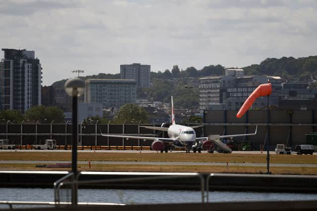 A British Airways at London City Airport. Credit: Daniel Leal/AFP via Getty Images.