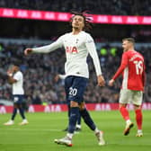 Dele Alli of Tottenham Hotspur reacts during the Emirates FA Cup Third Round match (Photo by Alex Davidson/Getty Images)