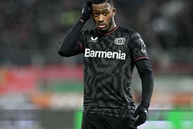 Leverkusen’s English forward Callum Hudson-Odoi looks on during the German first division Bundesliga football match  (Photo by CHRISTOF STACHE/AFP via Getty Images)