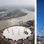 An aerial view of the O2 when it was the Dome, and an artist’s impression of the 36-storey building which could be built by the O2 Arena in Greenwich. (Pictures by Lifschutz Davidson Sandilands/Crosstree/Tom Shaw/Getty Images)