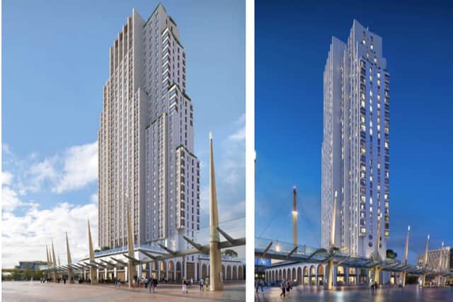 Artists’ impressions of the 36-storey building which could be built by the O2 Arena in Greenwich. (Pictures by Lifschutz Davidson Sandilands / Crosstree)