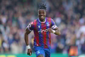 Wilfried Zaha of Crystal Palace celebrates after scoring the team’s second goal during the Premier League (Photo by Tom Dulat/Getty Images)
