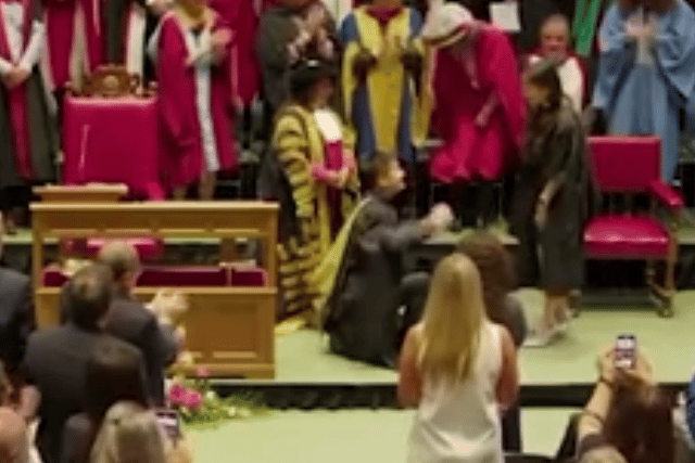 A man has been accused of being ‘selfish’ for proposing to girlfriend at a graduation ceremony.