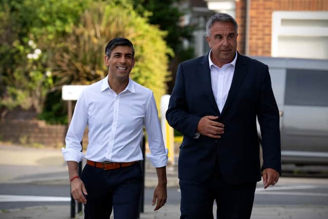 The new Uxbridge and South Ruislip MP Steve Tuckwell (r) with prime minister Rishi Sunak (l). Credit: Carl Court - Pool / Getty Images.