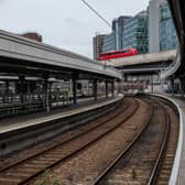 A train platform at Paddington station during industrial strike action by ASLEF on July 30, 2022. (Photo by Chris J Ratcliffe/Getty Images)