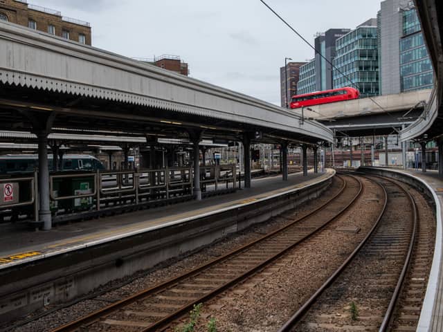 A train platform at Paddington station during industrial strike action by ASLEF on July 30, 2022. (Photo by Chris J Ratcliffe/Getty Images)