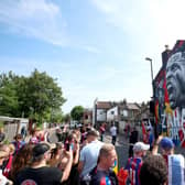 A general view of a new Wilfried Zaha mural as fans arrive at the stadium prior to the Premier League match  (Photo by Tom Dulat/Getty Images)