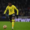 Chelsea’s English midfielder Callum Hudson-Odoi runs with the ball during the English Premier League football match . (Photo by GLYN KIRK/AFP via Getty Images)