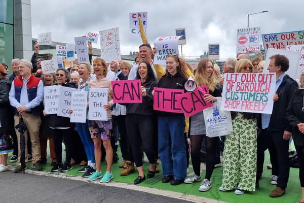 A protest was recently held against the Clean Air Neighbourhood in south Fulham. Credit: David Tarsh.