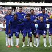 The Chelsea players pose for photos prior to the game against the Brighton & Hove Albion (Photo by Tim Nwachukwu/Getty Images)