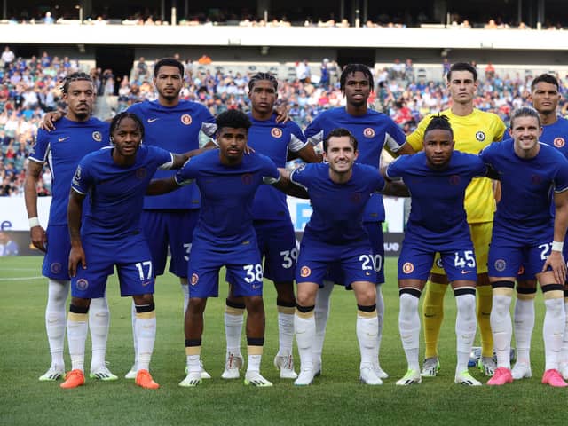 The Chelsea players pose for photos prior to the game against the Brighton & Hove Albion (Photo by Tim Nwachukwu/Getty Images)