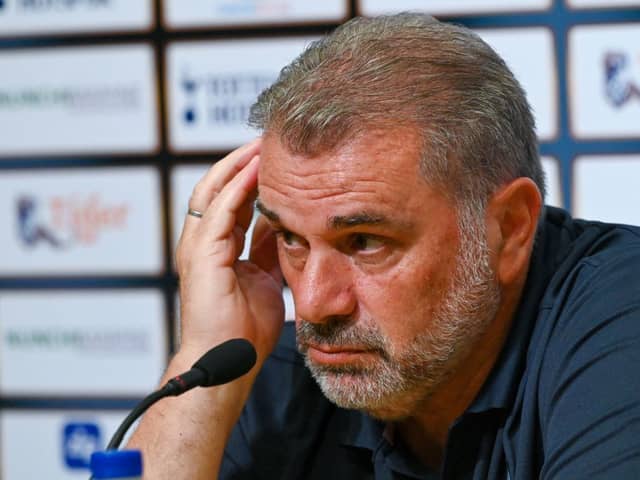 Ange Postecoglou, manager of Tottenham Hotspur team attends a press conference at the Singapore  (Photo by ROSLAN RAHMAN/AFP via Getty Images)