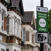 An Ultra Low Emission Zone (ULEZ) sign is displayed at the entrance to the zone. Credit: Carl Court/Getty Images.