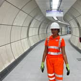 Engineer Afrose Ameen, pictured in an Elizabeth line tunnel. will compete to become Miss England. (Photo by Afrose Ameen / SWNS)