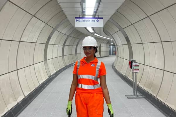 Engineer Afrose Ameen, pictured in an Elizabeth line tunnel. will compete to become Miss England. (Photo by Afrose Ameen / SWNS)