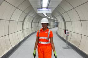Engineer Afrose Ameen, pictured in an Elizabeth line tunnel. will compete to become Miss England. (Photo by Afrose Ameen / SWNS)