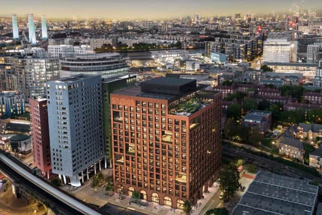 The Local Plan includes a 16-storey tower block with new offices, a public plaza and café at Havelock Terrace in Nine Elms. Credit: Wandsworth Council.
