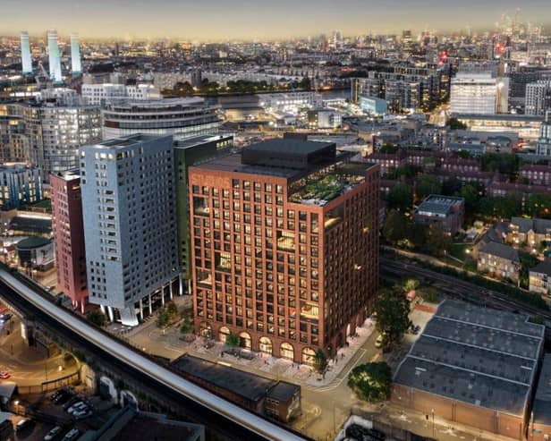 The Local Plan includes a 16-storey tower block with new offices, a public plaza and café at Havelock Terrace in Nine Elms. Credit: Wandsworth Council.