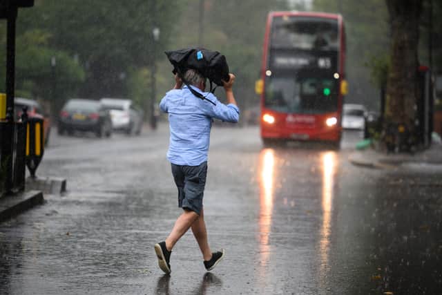 A yellow thunderstorm warning has been issued for London