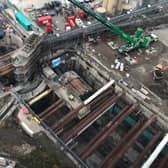The Silvertown Tunnel works, seen from the IFS Cloud cable car. (Photo by Siân Berry)