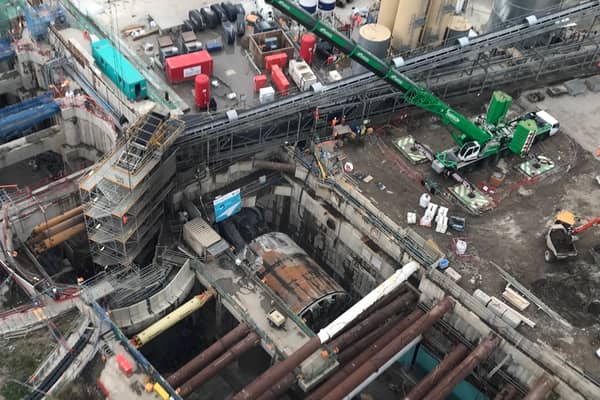 The Silvertown Tunnel works, seen from the IFS Cloud cable car. (Photo by Siân Berry)