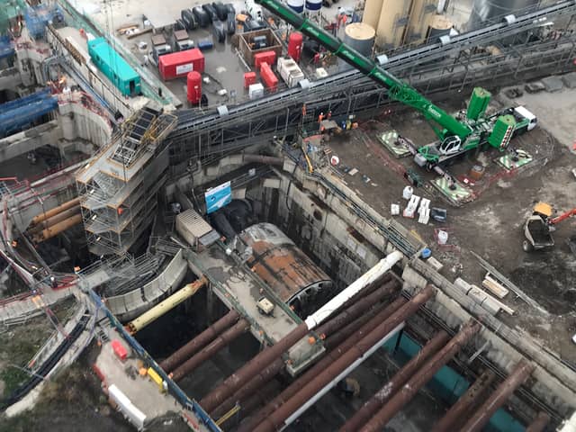 The Silvertown Tunnel works, seen from the IFS Cloud cable car. (Photo by Siân Berry)