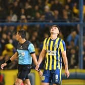  Alejo Veliz  of Rosario Central celebrates after scoring the second goal during a Liga  (Photo by Luciano Bisbal/Getty Images)