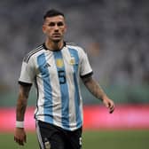 Leandro Paredes of Argentina looks on during the international friendly match  (Photo by Di Yin/Getty Images)