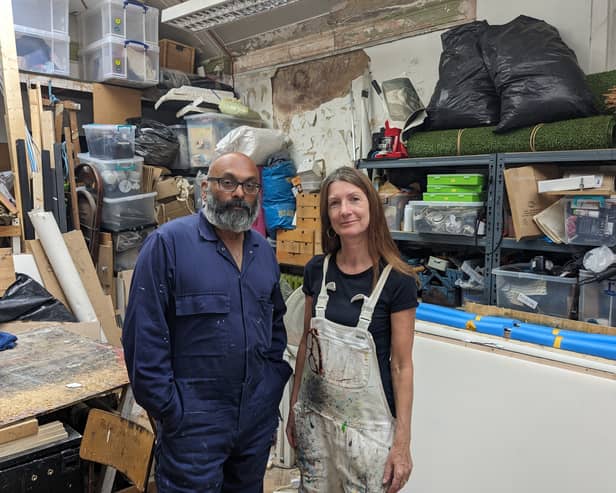 Artists Andy D’Cruz (left) and Sal Jones (right) are facing eviction from their studio above Stoke Newington library