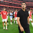 Arsenal manager Mikel Arteta looks on after a pre-season match