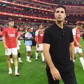 Arsenal manager Mikel Arteta looks on after a pre-season match