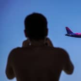 A Wizz Air Airbus A321 aircraft. (Photo by Roy ISSA / AFP via Getty Images)
