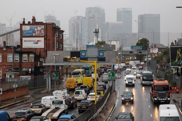 Traffic approaching the Blackwall Tunnel in east London. Credit: Jack Taylor/Getty Images.