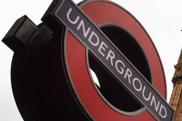 A TfL London Underground Tube sign. (Photo by FELIPE TRUEBA/AFP via Getty Images)