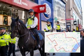 A dispersal order was in place in Oxford Street and the West End after posts on TikTok suggested crime could take place as crowds gathered. (Photo by MPS)