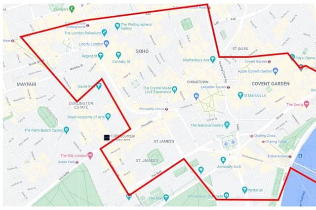The dispersal order area for August 9-11, 2023. (Photo by MPS)