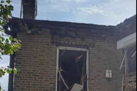 The house after the explosion in Elsey road, Battersea