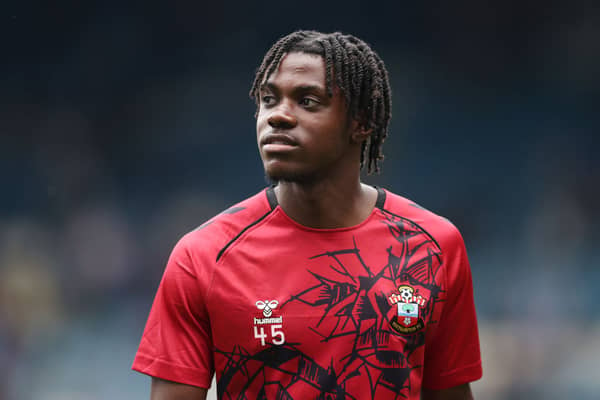Romeo Lavia of Southampton looks on during his warm up prior to the Sky Bet Championship match (Photo by George Wood/Getty Images)
