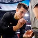 Kepa Arrizabalaga of Chelsea signs autographs for fans after a training session at Mercedes-Benz Stadium  (Photo by Alex Slitz/Getty Images for Premier League)