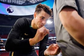 Kepa Arrizabalaga of Chelsea signs autographs for fans after a training session at Mercedes-Benz Stadium  (Photo by Alex Slitz/Getty Images for Premier League)
