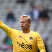  Nice goalkeeper Kasper Schmeichel reacts during the pre-season friendly match (Photo by Stu Forster/Getty Images)