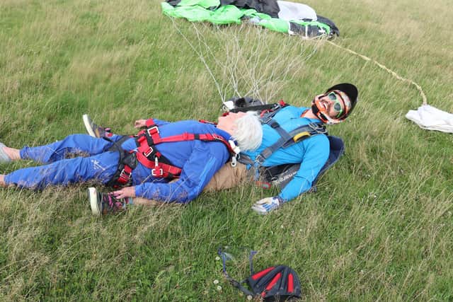 Fearless Hilary Oxley back on the ground. (Photo by Skydive headcorn / SWNS)