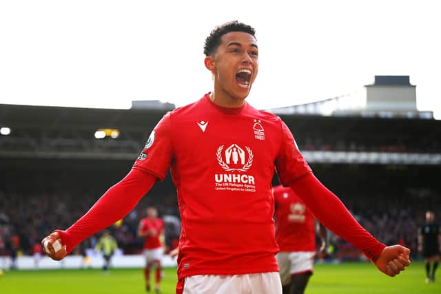 Brennan Johnson of Nottingham Forest celebrates 