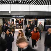 An Elizabeth line station platform. (Photo by DANIEL LEAL/AFP via Getty Images)