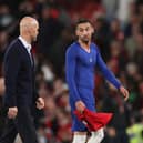 Hakim Ziyech of Chelsea reacts with Erik ten Hag, Manager of Manchester United, after the Premier League match (Photo by Catherine Ivill/Getty Images)