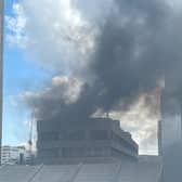 Black smoke billowing from building in Moorgate. Credit: Sarah Gaventa
