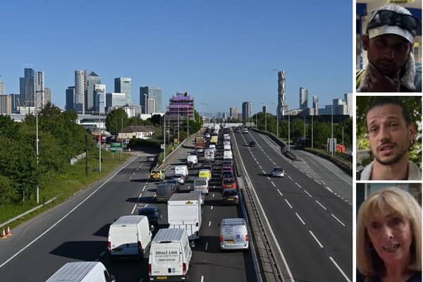 Muhummad, Vlad and Lisa spoke to LondonWorld about the proposed Blackwall Tunnel toll. (Photo by Glyn KIRK / AFP via Getty Images/LondonWorld)